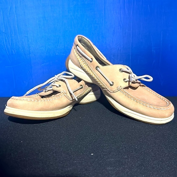 SPERRY TOP SIDER STS90317 2 Eye Tan Beige Leather Slip On Boat Shoes Women's 9.0 - Picture 2 of 10